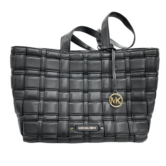 Authentic Michael Kors Woven Leather Tote Bag – Black – Certified! - Picture 6 of 8